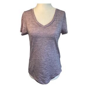 Layer 8 Performance Qwick Dry Active Tee Heather Purple Short Sleeve V-Neck XS